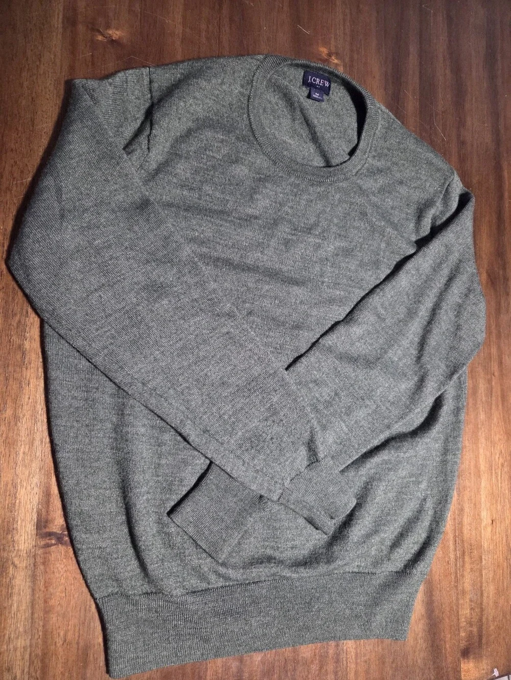 J. Crew Men's Dark Green Wool Crewneck Sweater